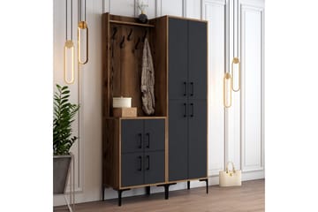 Retzow Hallmöbelset 120 cm - Mörkbrun/Antracit - Möbler - Hallmöbler - Möbelset för hall & entre