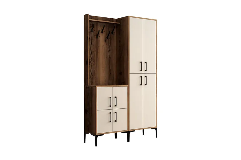 Retzow Hallmöbelset 120 cm, Mörkbrun/Beige
