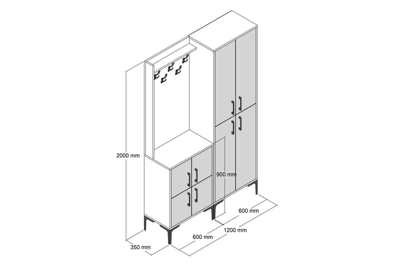 Retzow Hallmöbelset 120 cm - Mörkbrun/Svart - Möbler - Hallmöbler - Möbelset för hall & entre