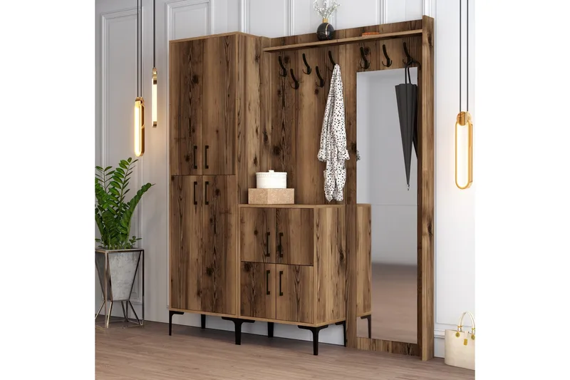 Retzow Hallmöbelset 180 cm - Mörkbrun - Möbler - Hallmöbler - Möbelset för hall & entre