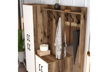 Retzow Hallmöbelset 180 cm - Mörkbrun/Vit - Möbler - Hallmöbler - Möbelset för hall & entre