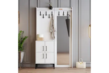 Retzow Hallmöbelset 35x120 cm med Spegel - Vit - Möbler - Hallmöbler - Möbelset för hall & entre