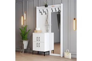 Retzow Hallmöbelset 35x120 cm med Spegel - Vit - Möbler - Hallmöbler - Möbelset för hall & entre