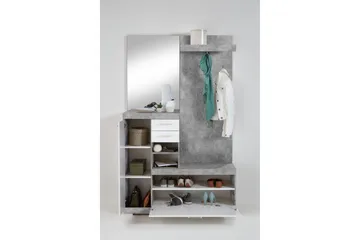 Samekia Garderob 120 cm - Vit/Grå - Möbler - Hallmöbler - Möbelset för hall & entre