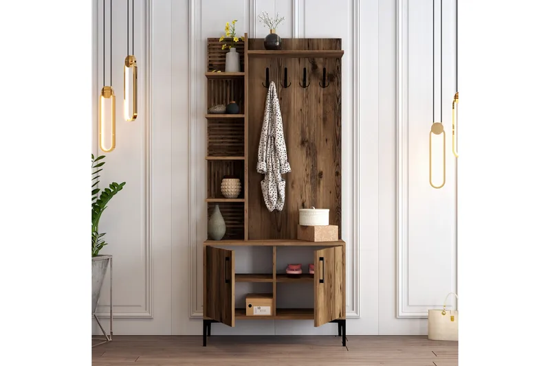 Schmida Hallmöbelset 90 cm - Mörkbrun - Möbler - Hallmöbler - Möbelset för hall & entre