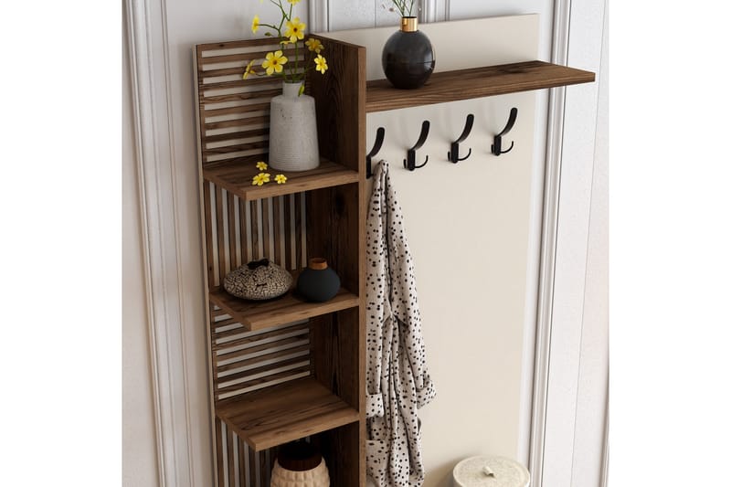 Schmida Hallmöbelset 90 cm - Mörkbrun/Beige - Möbler - Hallmöbler - Möbelset för hall & entre