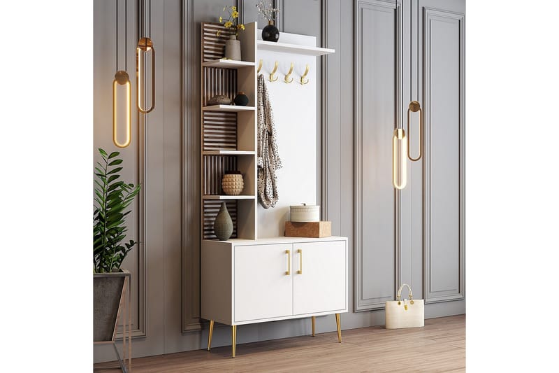 Schmida Hallmöbelset - Guld/Vit - Möbler - Hallmöbler - Möbelset för hall & entre