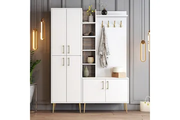 Schmida Hallmöbelset - Guld/Vit - Möbler - Hallmöbler - Möbelset för hall & entre