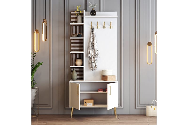 Schmida Hallmöbelset - Guld/Vit - Möbler - Hallmöbler - Möbelset för hall & entre