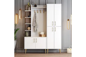 Schmida Hallmöbelset - Guld/Vit - Möbler - Hallmöbler - Möbelset för hall & entre