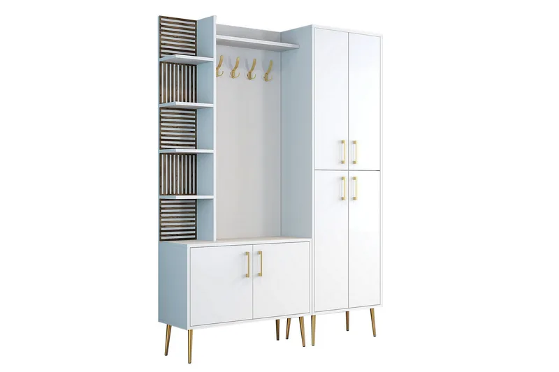 Schmida Hallmöbelset - Guld/Vit - Möbler - Hallmöbler - Möbelset för hall & entre