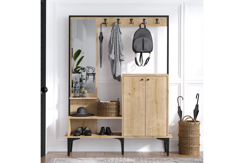 Yogsaes Hallmöbelset 35x114 cm - Natur/Vit - Möbler - Hallmöbler - Möbelset för hall & entre