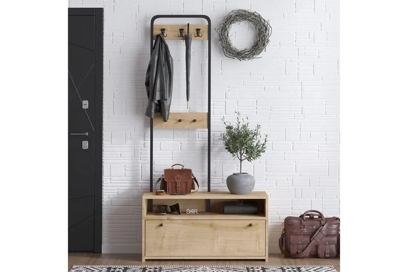 Orlis Hallmöbelset - Valnöt/Svart - Möbler - Hallmöbler - Möbelset för hall & entre