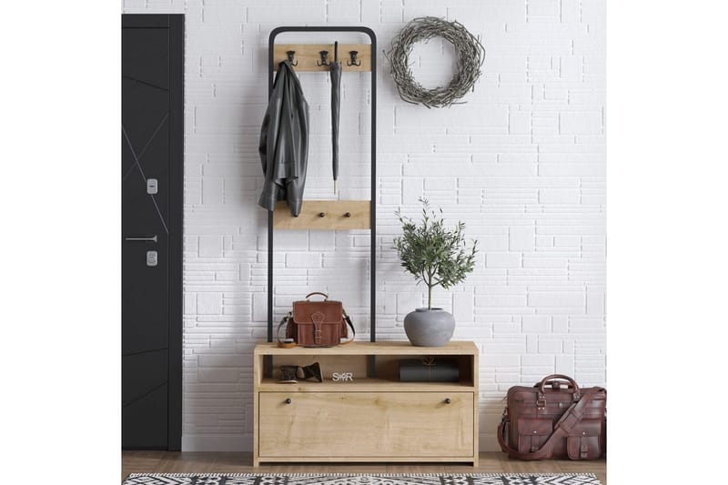 Orlis Hallmöbelset - Valnöt/Svart - Möbler - Hallmöbler - Möbelset för hall & entre