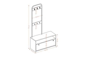 Orlis Hallmöbelset - Valnöt/Svart - Möbler - Hallmöbler - Möbelset för hall & entre