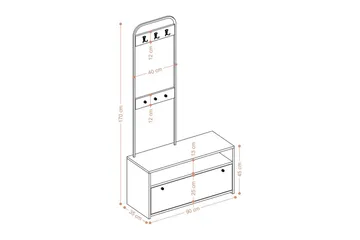Orlis Hallmöbelset - Valnöt/Svart - Möbler - Hallmöbler - Möbelset för hall & entre