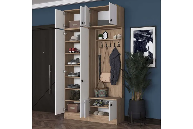 Quorra Hallmöbelset - Valnöt/Vit - Möbler - Hallmöbler - Möbelset för hall & entre