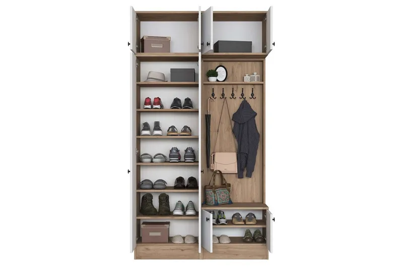 Quorra Hallmöbelset - Valnöt/Vit - Möbler - Hallmöbler - Möbelset för hall & entre