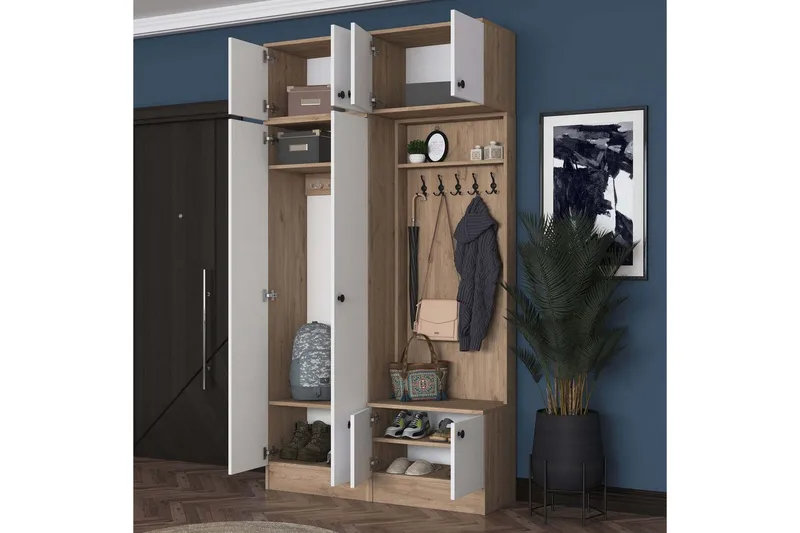 Quorra Hallmöbelset - Valnöt/Vit - Möbler - Hallmöbler - Möbelset för hall & entre