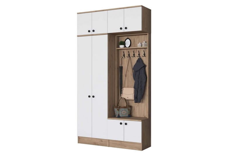 Quorra Hallmöbelset - Valnöt/Vit - Möbler - Hallmöbler - Möbelset för hall & entre