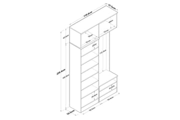 Quorra Hallmöbelset - Valnöt/Vit - Möbler - Hallmöbler - Möbelset för hall & entre