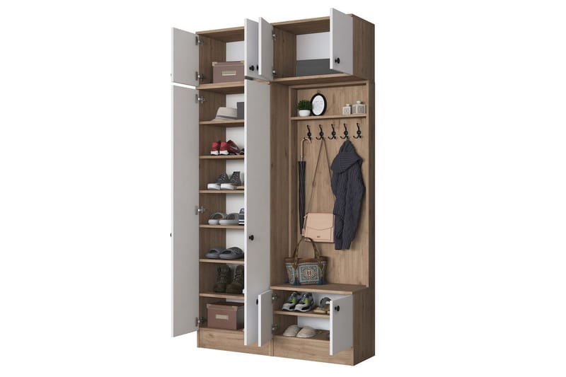 Quorra Hallmöbelset - Valnöt/Vit - Möbler - Hallmöbler - Möbelset för hall & entre