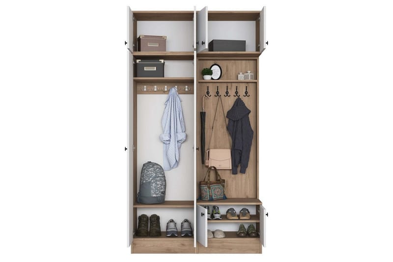 Quorra Hallmöbelset - Valnöt/Vit - Möbler - Hallmöbler - Möbelset för hall & entre