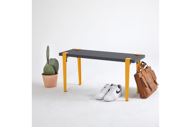 Sittbänk Khalkeus 90x30 cm Svart/Gul - Hanah Home - Möbler - Fåtölj & stolar - Sittbänk