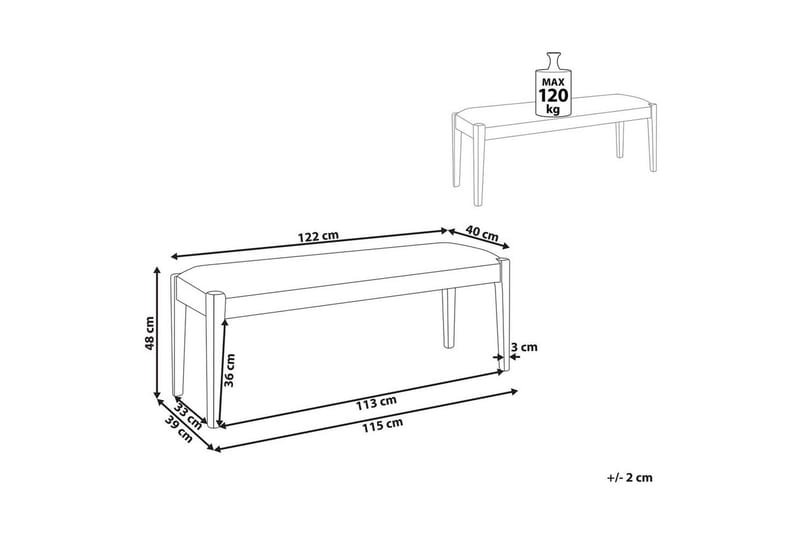 Stoppad bänk Elyria Grå/ljust trä - Grå/ljust trä - Möbler - Hallmöbler - Hallbänk