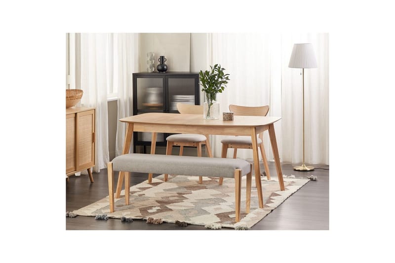 Stoppad bänk Elyria Grå/ljust trä - Grå/ljust trä - Möbler - Hallmöbler - Hallbänk