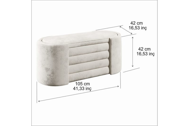 Sufian Sittbänk 105 cm - Cremevit - Möbler - Hallmöbler - Hallbänk