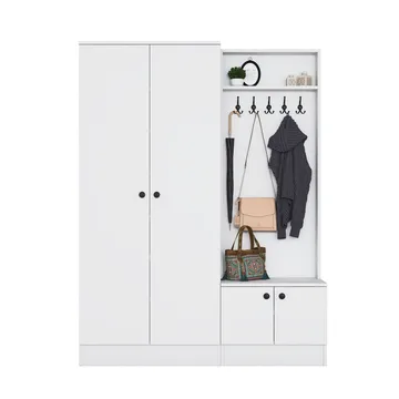 Tavren Hallställ 139,6x182,8x37,5 cm - Vit - Möbler - Hallmöbler - Möbelset för hall & entre