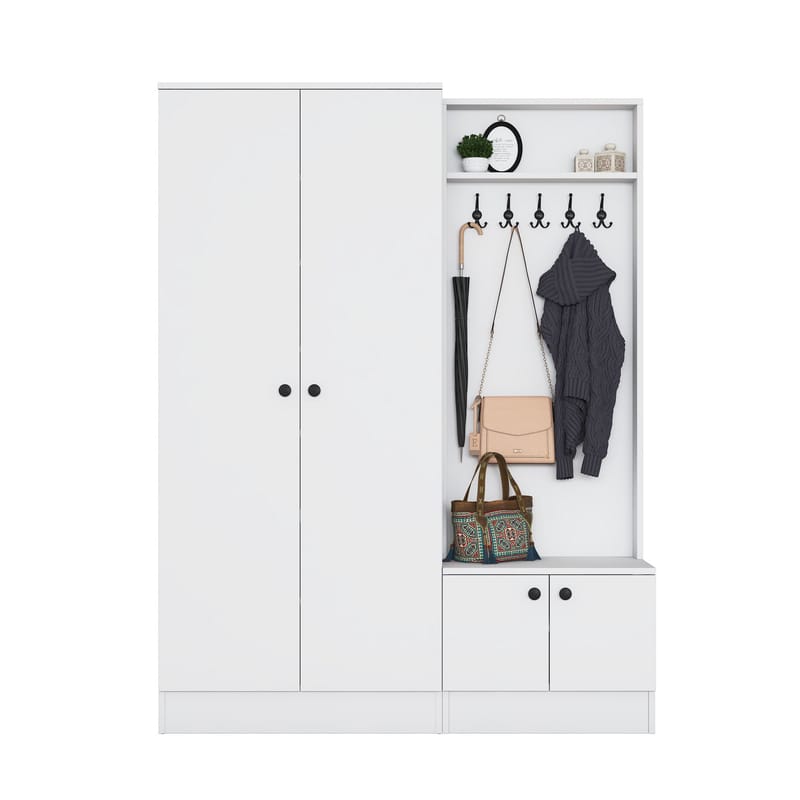 Tavren Hallställ 139,6x182,8x37,5 cm - Vit - Möbler - Hallmöbler - Möbelset för hall & entre