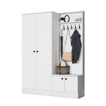 Tavren Hallställ 139,6x182,8x37,5 cm - Vit - Möbler - Hallmöbler - Möbelset för hall & entre