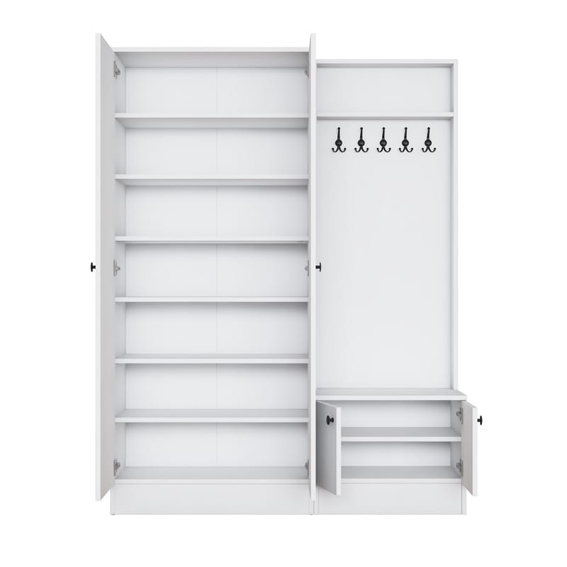 Tavren Hallställ 139,6x182,8x37,5 cm - Vit - Möbler - Hallmöbler - Möbelset för hall & entre