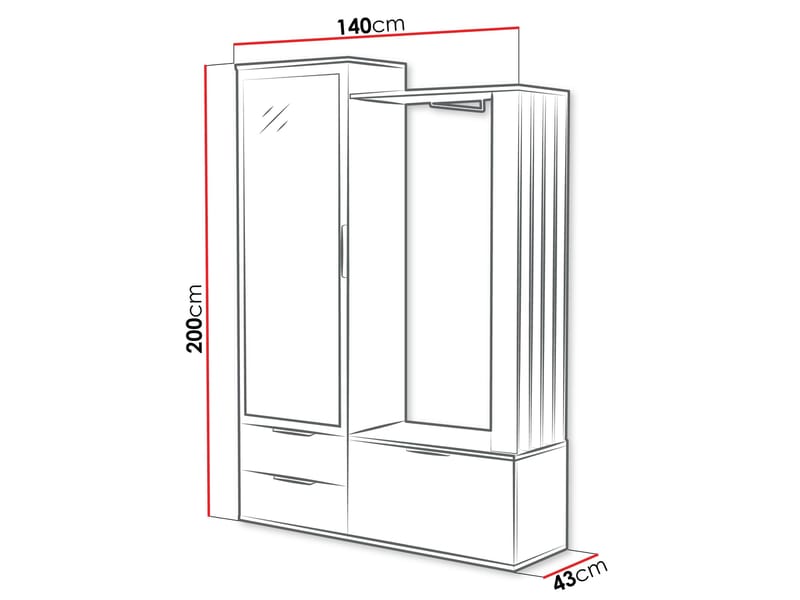 View Hallmöbel 140 cm - beige - Möbler - Hallmöbler - Möbelset för hall & entre