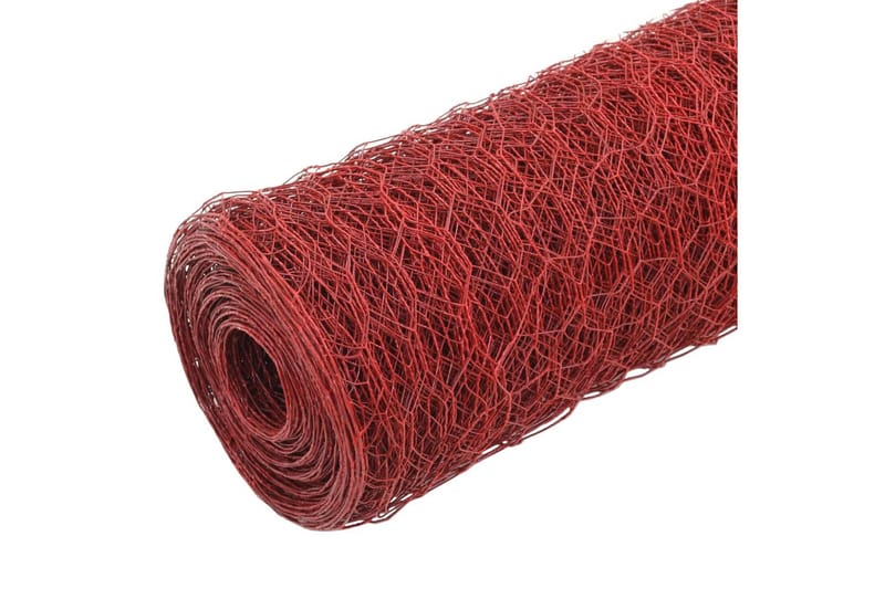 Hönsnät stål med PVC-beläggning 25x1,5 m röd - Röd - Burar & transportburar