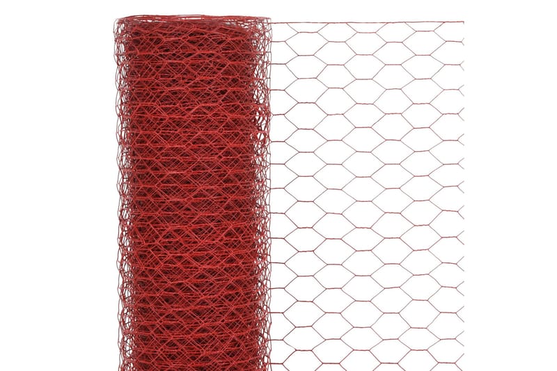 Hönsnät stål med PVC-beläggning 25x0,75 m röd - Röd - Burar & transportburar