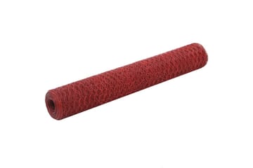 Hönsnät stål med PVC-beläggning 25x1 m röd
