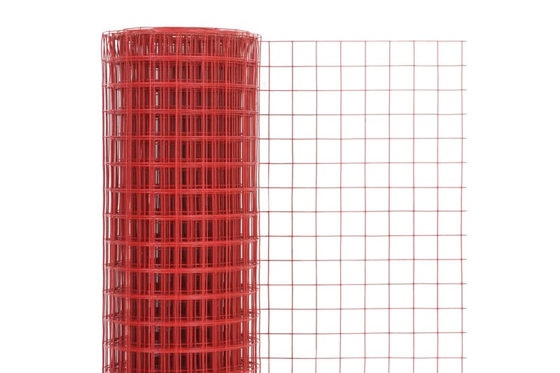 Hönsnät stål med PVC-beläggning 25x1,5 m röd - Röd - Burar & transportburar