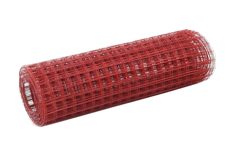 Hönsnät stål med PVC-beläggning 25x0,5 m röd - Röd - Burar & transportburar
