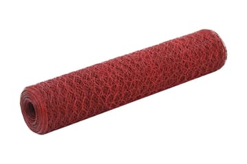 Hönsnät stål med PVC-beläggning 25x0,75 m röd