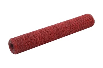 Hönsnät stål med PVC-beläggning 25x1 m röd