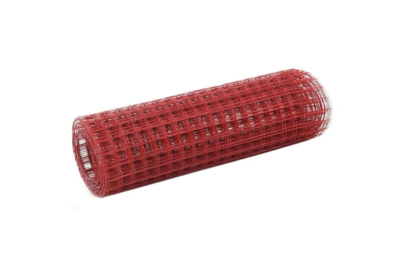 Hönsnät stål med PVC-beläggning 10x0,5 m röd - Röd - Burar & transportburar