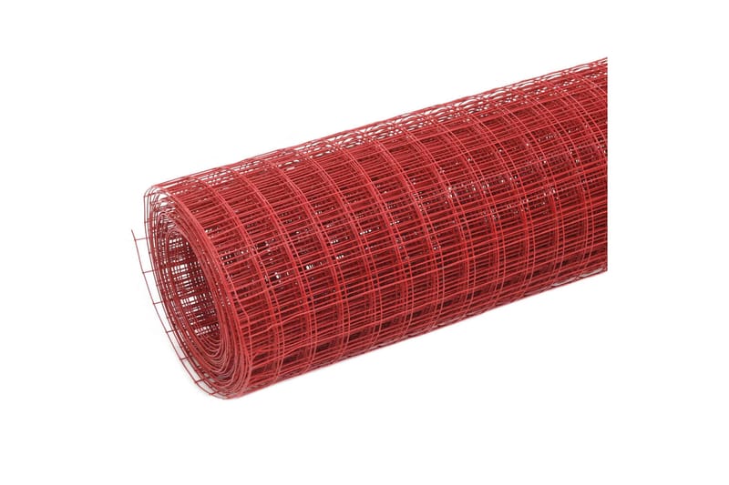 Hönsnät stål med PVC-beläggning 25x1 m röd - Röd - Burar & transportburar