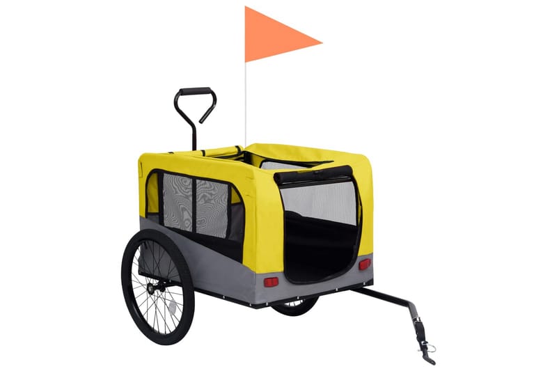 2-i-1-Cykelvagn för husdjur och joggingvagn gul och grå - Gul - Hundbur & hundtransport