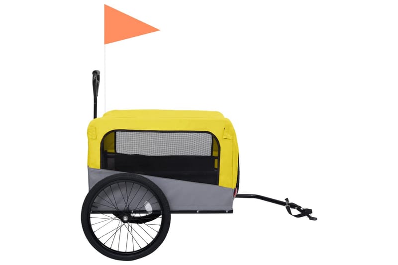 2-i-1-Cykelvagn för husdjur och joggingvagn gul och grå - Gul - Hundbur & hundtransport
