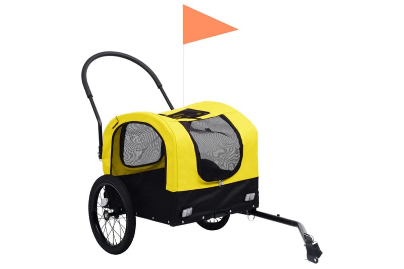 2-i-1-Cykelvagn för husdjur och joggingvagn gul och svart - Gul - Hundbur & hundtransport