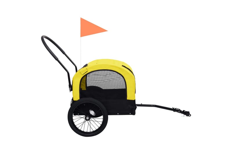 2-i-1-Cykelvagn för husdjur och joggingvagn gul och svart - Gul - Hundbur & hundtransport