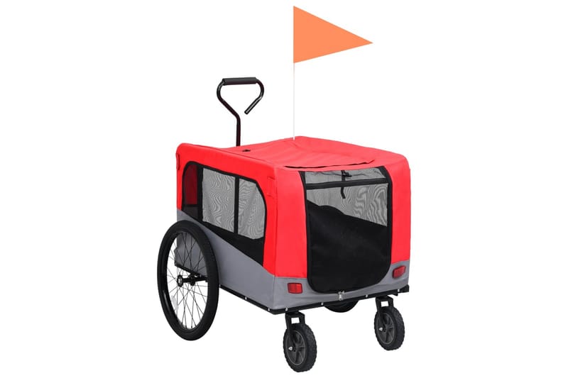 2-i-1-Cykelvagn för husdjur och joggingvagn röd och grå - Röd - Hundbur & hundtransport
